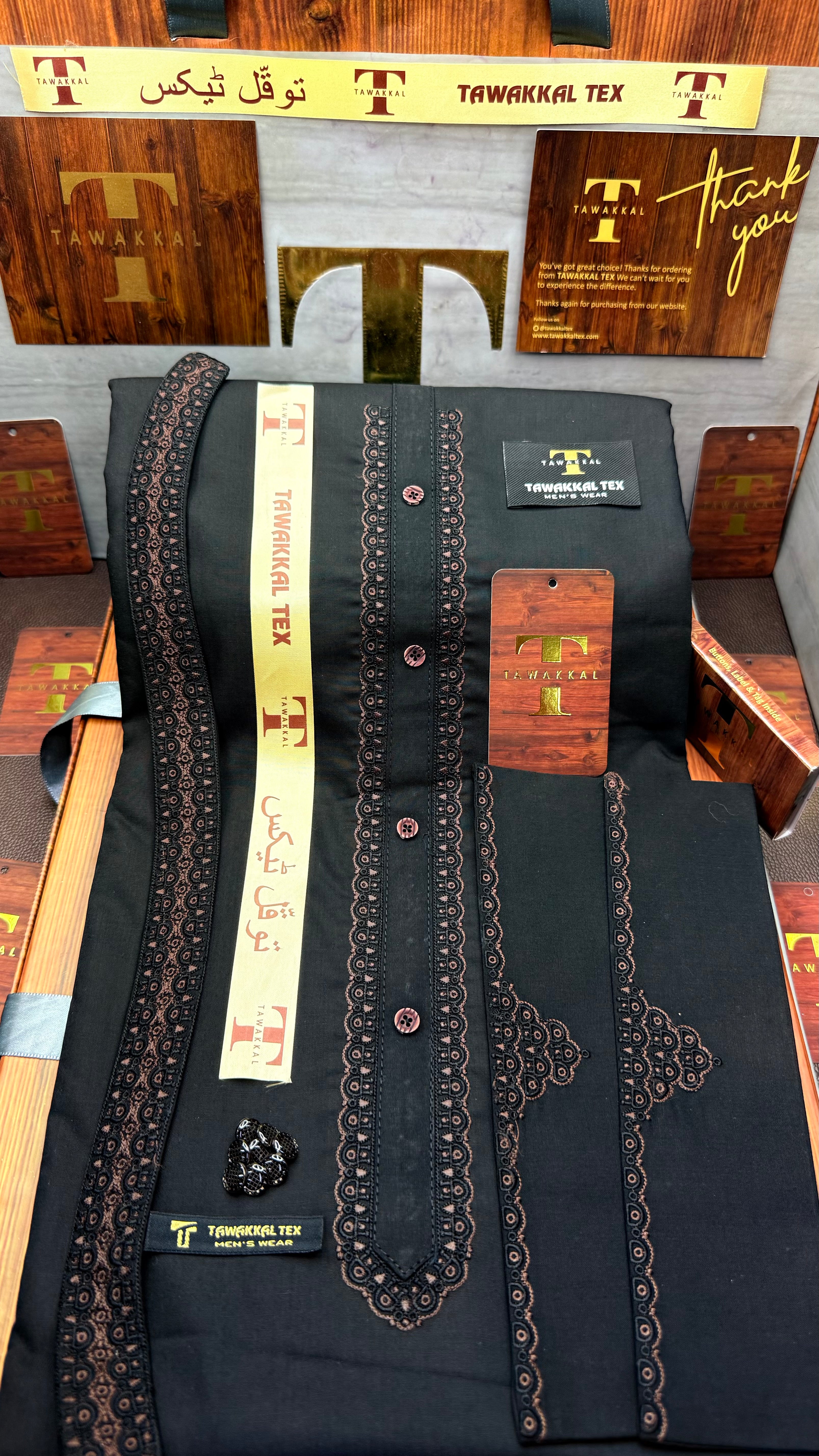 -72 MIDNIGHT BLACK KURTA SALAWAR (PREMIUM SULEMANI EMBROIDERY PATHANI) (Copy)