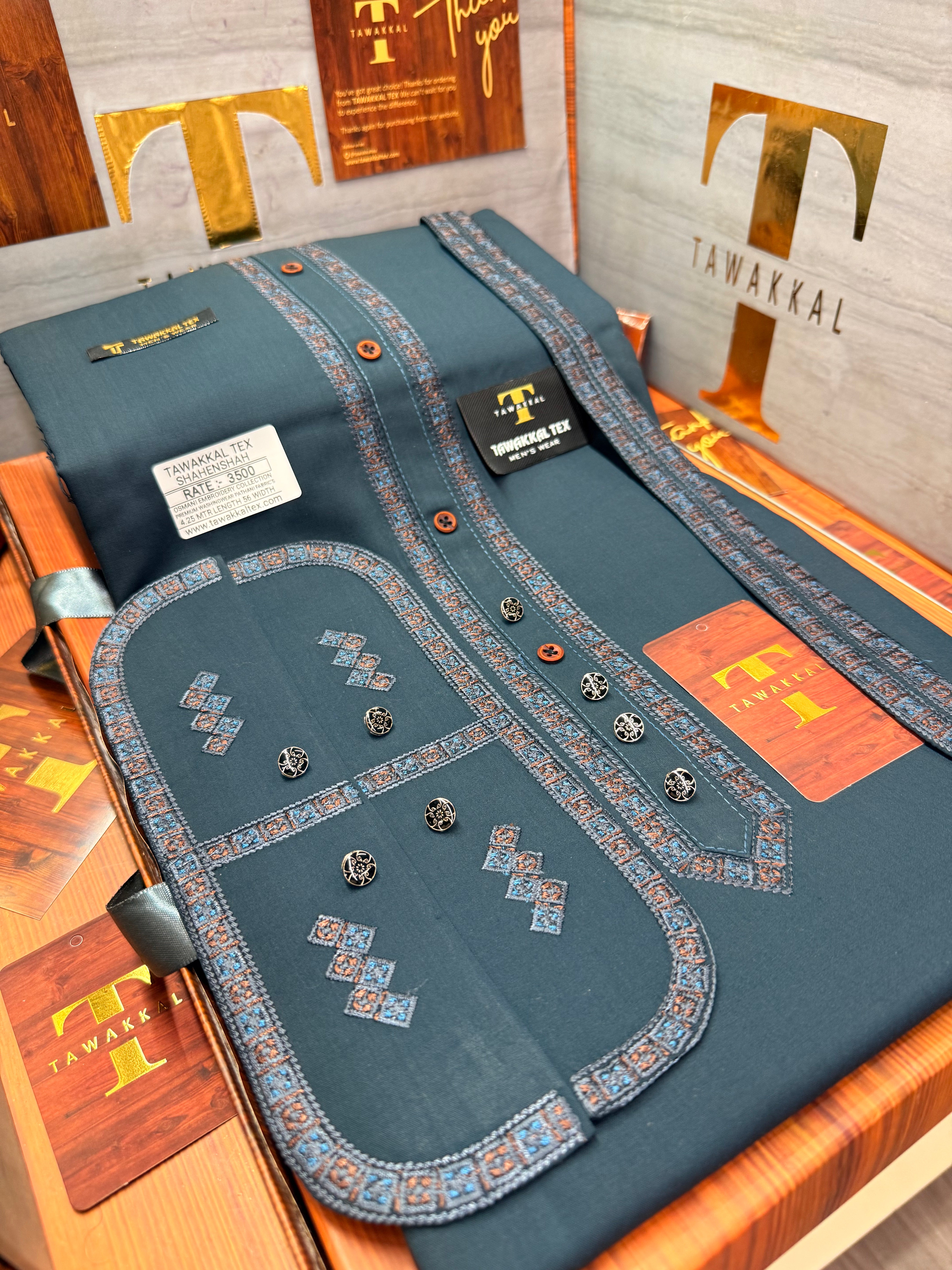 OSM-3224 ANGORI GREEN SHAHENSHAH  KURTA SALAWAR (PREMIUM OSMANI EMBROIDERY PATHANI)