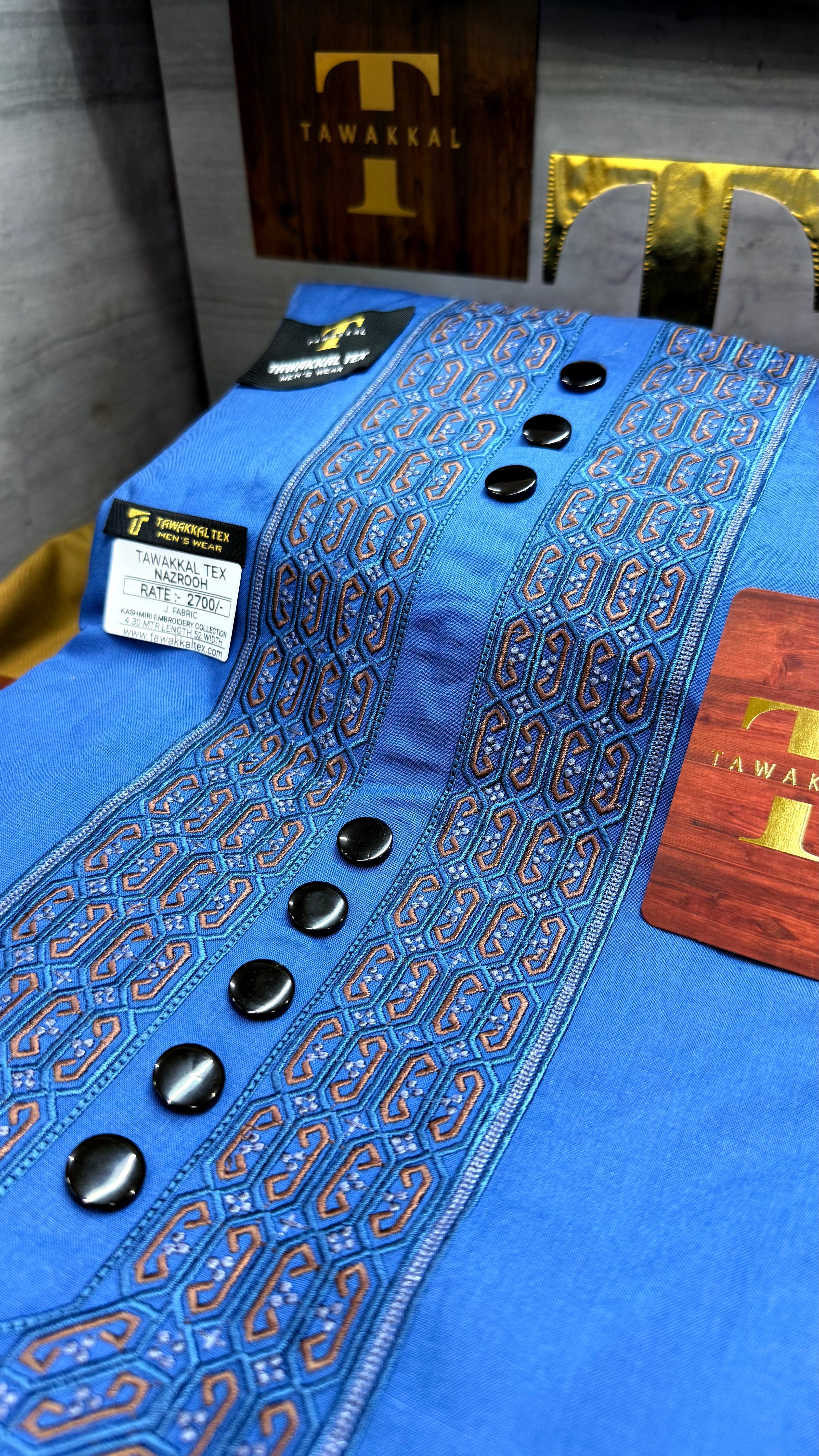 NAZROOH TEAL MIDNIGHT 102-09 MULTI COLOUR KASHMIRI EMBROIDERY UNSTICHED FULL KURTA SALWAR PATHANI (J. FABRIC IMPORTED) “Pics are clicked in HD cameras. Original color may vary from mobile to mobile depending on your handset. – Tawakkal Tex”