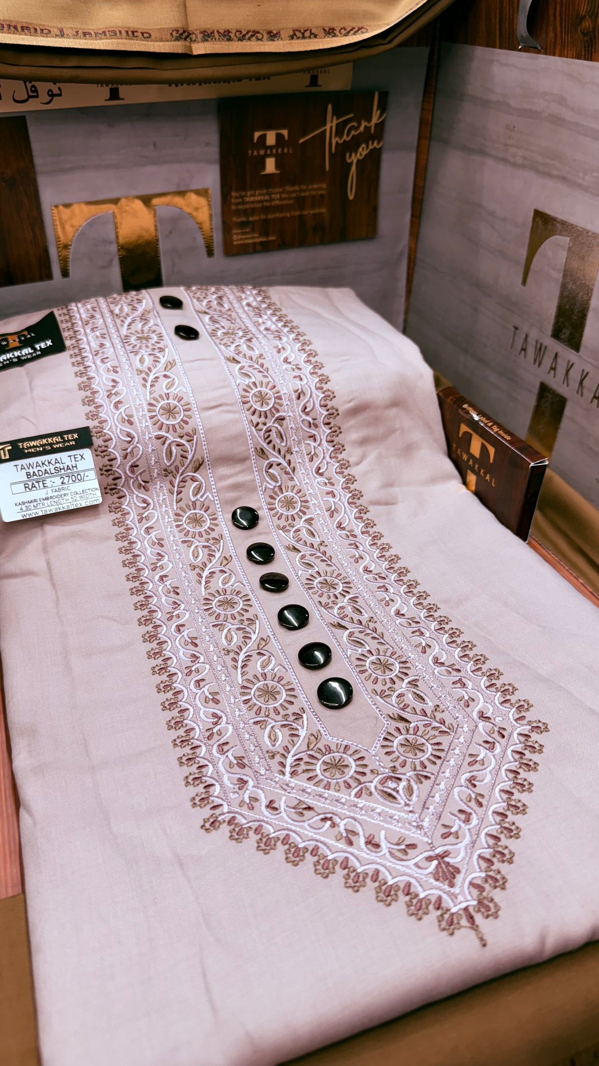 BADALSHAH MAUVE STONE 105-02 MULTI COLOUR KASHMIRI EMBROIDERY UNSTICHED FULL KURTA SALWAR PATHANI (J. FABRIC IMPORTED) “Pics are clicked in HD cameras. Original color may vary from mobile to mobile depending on your handset. – Tawakkal Tex”