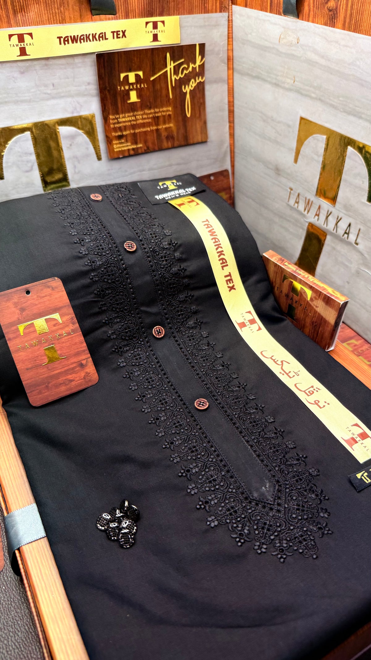 -27 MIDNIGHT BLACK KURTA SALAWAR (PREMIUM SULEMANI EMBROIDERY PATHANI)