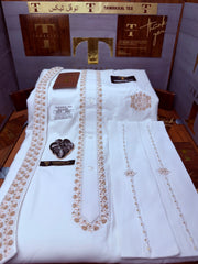 GUL-E-ZAR BOSKI WHITE MULTANI ADVANCE TARKASHI HAND EMBROIDERY (TAWAKKAL TEX)