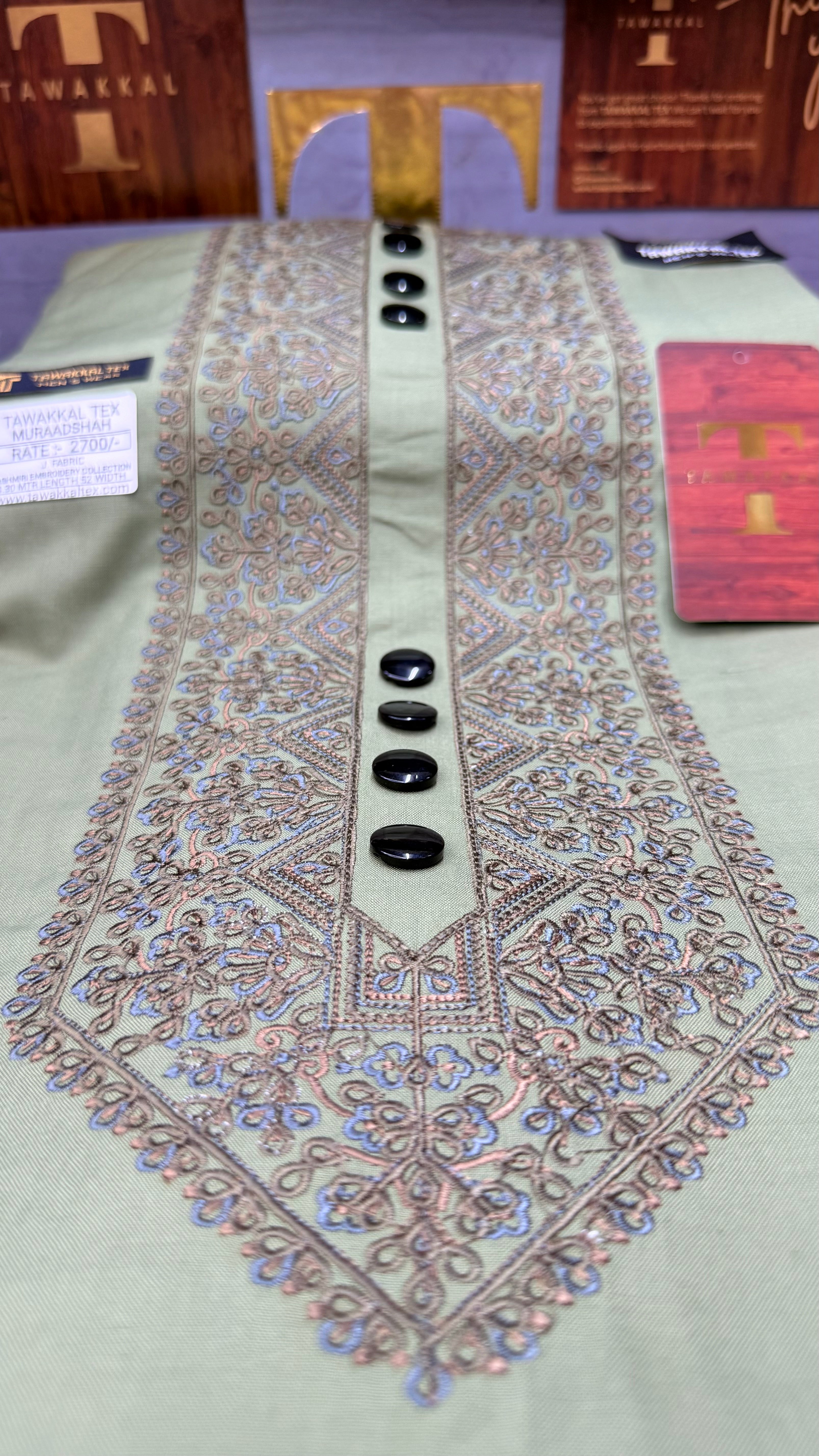 MURAADSHAH OLIVE GROVE 104-07MULTI COLOUR KASHMIRI EMBROIDERY UNSTICHED FULL KURTA SALWAR PATHANI (J. FABRIC IMPORTED) “Pics are clicked in HD cameras. Original color may vary from mobile to mobile depending on your handset. – Tawakkal Tex”