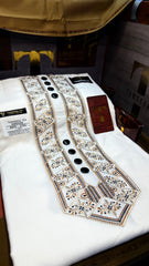 ZARGHAM IVORY NOIR 109-10 MULTI COLOUR KASHMIRI EMBROIDERY UNSTICHED FULL KURTA SALWAR PATHANI (J. FABRIC IMPORTED) “Pics are clicked in HD cameras. Original color may vary from mobile to mobile depending on your handset. – Tawakkal Tex”