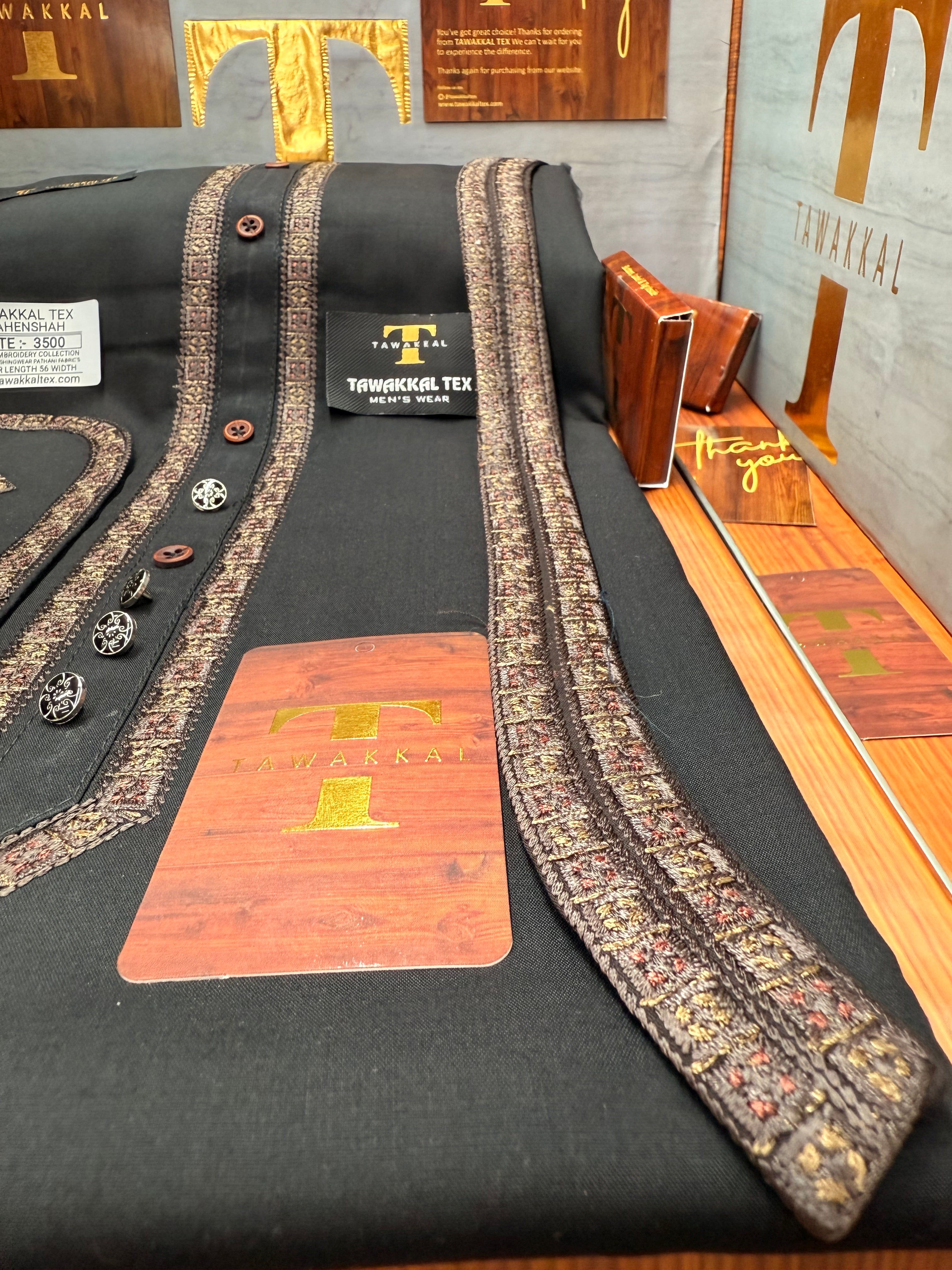 OSM-9515 BLACK SHAHENSHAH  KURTA SALAWAR (PREMIUM OSMANI EMBROIDERY PATHANI)