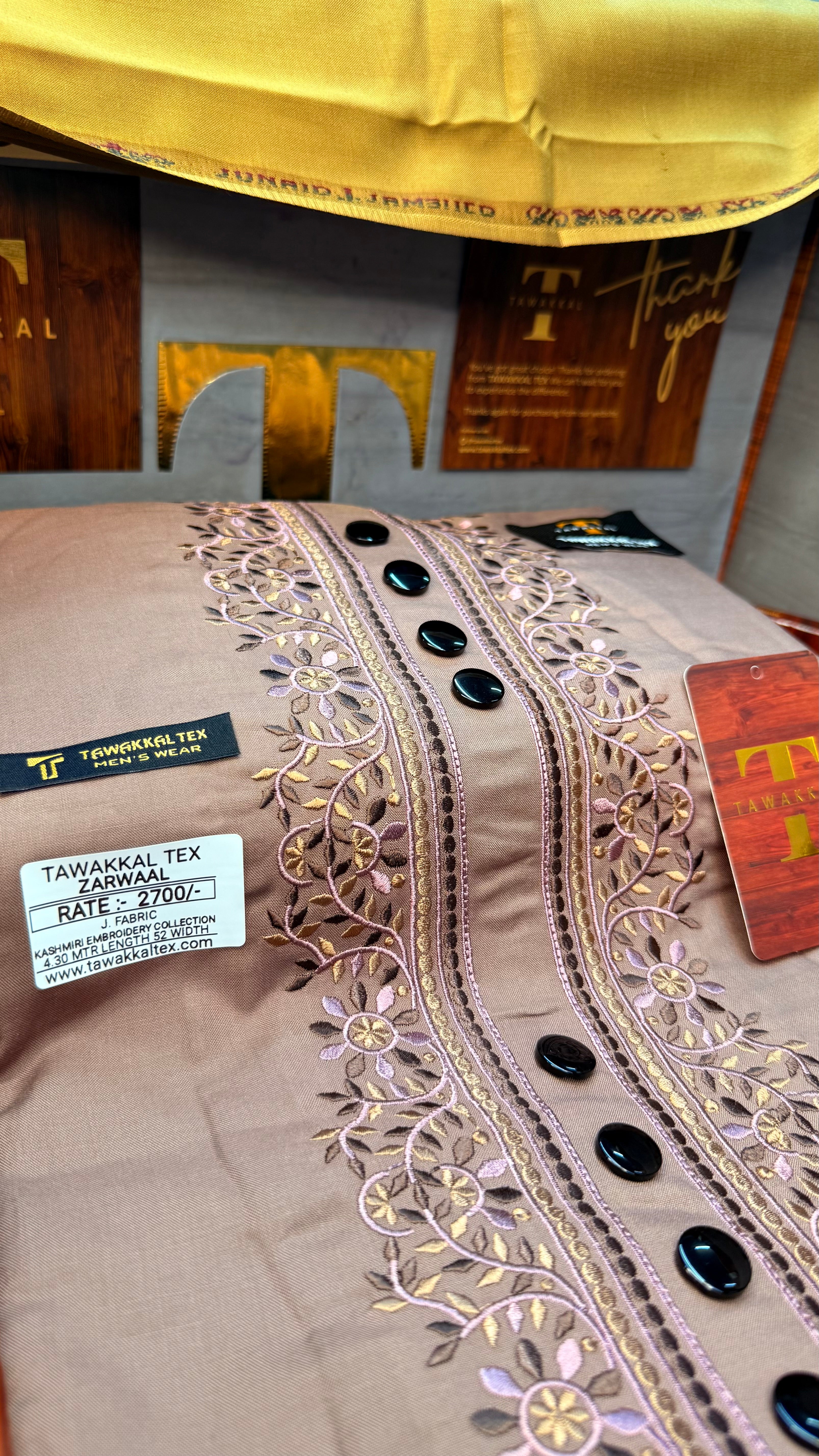 ZARWAAL ROSE DUST 101-01 MULTI COLOUR KASHMIRI EMBROIDERY UNSTICHED FULL KURTA SALWAR PATHANI (J. FABRIC IMPORTED) “Pics are clicked in HD cameras. Original color may vary from mobile to mobile depending on your handset. – Tawakkal Tex”