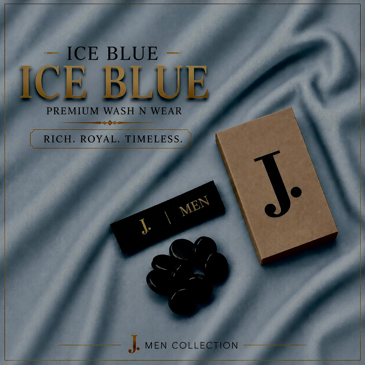 J. Men Premium Wash N Wear Fabric    – Ice Blue –  | 4.5 Meter