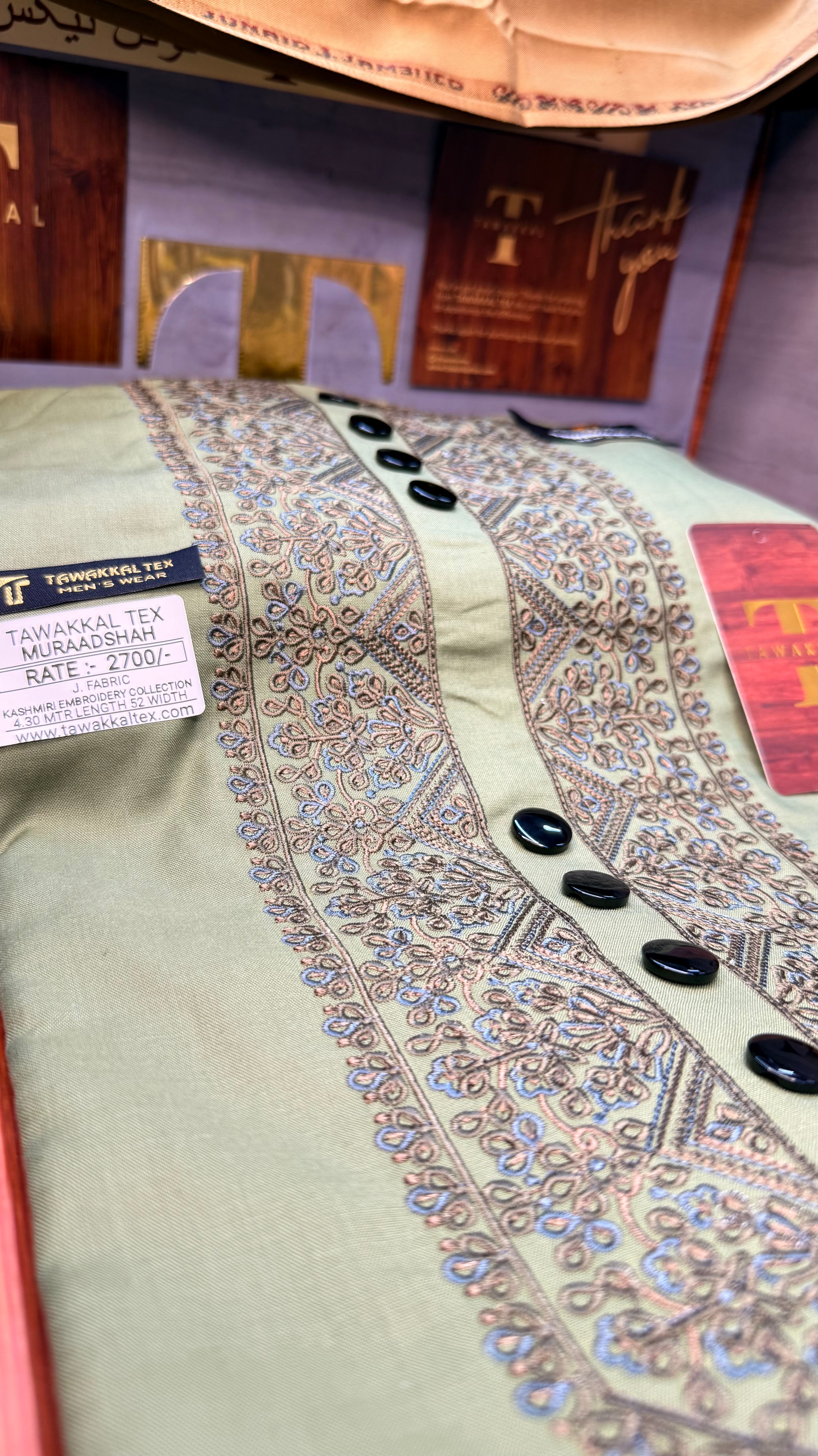 MURAADSHAH OLIVE GROVE 104-07MULTI COLOUR KASHMIRI EMBROIDERY UNSTICHED FULL KURTA SALWAR PATHANI (J. FABRIC IMPORTED) “Pics are clicked in HD cameras. Original color may vary from mobile to mobile depending on your handset. – Tawakkal Tex”