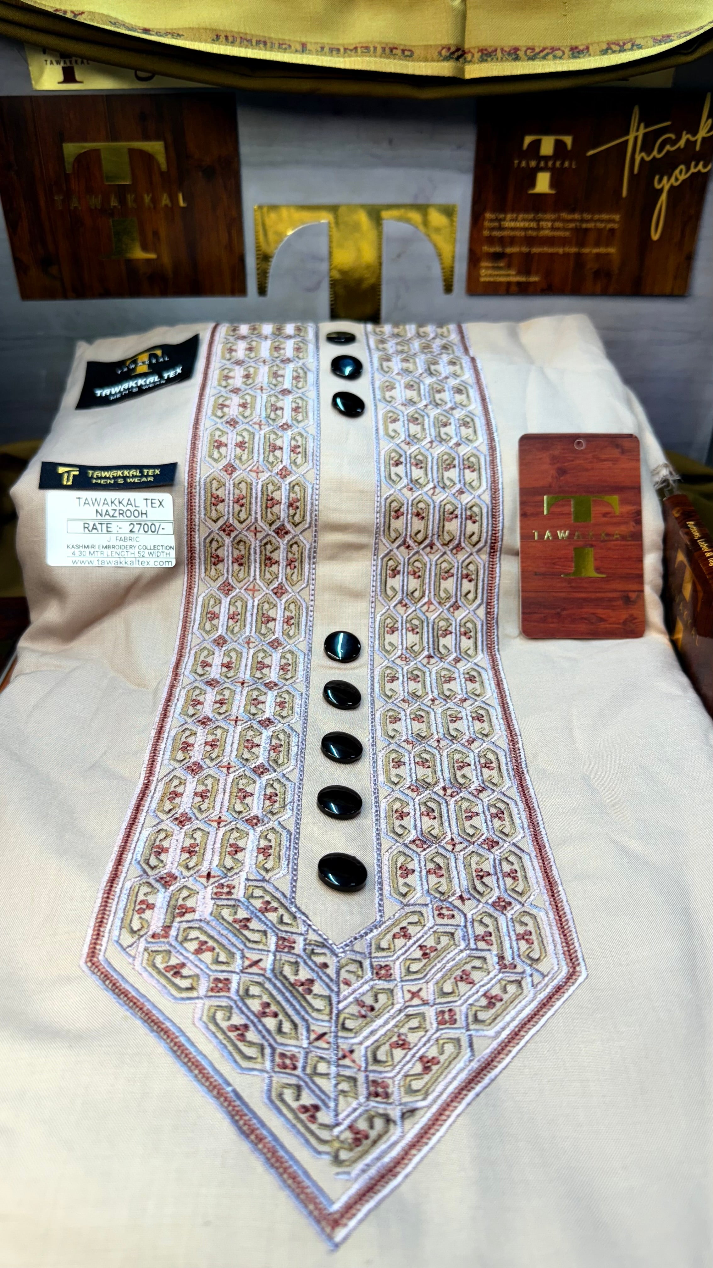 NAZROOH ROSE DUST 102-01MULTI COLOUR KASHMIRI EMBROIDERY UNSTICHED FULL KURTA SALWAR PATHANI (J. FABRIC IMPORTED) “Pics are clicked in HD cameras. Original color may vary from mobile to mobile depending on your handset. – Tawakkal Tex”