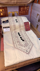 BADALSHAH PEAL CREAM 105-03MULTI COLOUR KASHMIRI EMBROIDERY UNSTICHED FULL KURTA SALWAR PATHANI (J. FABRIC IMPORTED) “Pics are clicked in HD cameras. Original color may vary from mobile to mobile depending on your handset. – Tawakkal Tex”