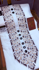 SUNEHRI CHINAR IVORY NOIR 107-10 MULTI COLOUR KASHMIRI EMBROIDERY UNSTICHED FULL KURTA SALWAR PATHANI (J. FABRIC IMPORTED) “Pics are clicked in HD cameras. Original color may vary from mobile to mobile depending on your handset. – Tawakkal Tex”