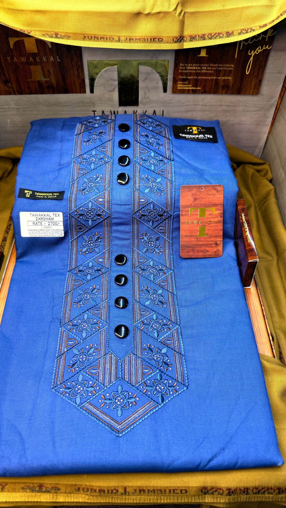 ZARGHAM TEAL MIDNIGHT 109-09 MULTI COLOUR KASHMIRI EMBROIDERY UNSTICHED FULL KURTA SALWAR PATHANI (J. FABRIC IMPORTED) “Pics are clicked in HD cameras. Original color may vary from mobile to mobile depending on your handset. – Tawakkal Tex”