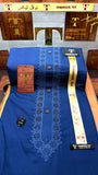 -51 ROYAL AZURE BLUE KURTA SALAWAR (PREMIUM SULEMANI EMBROIDERY PATHANI)