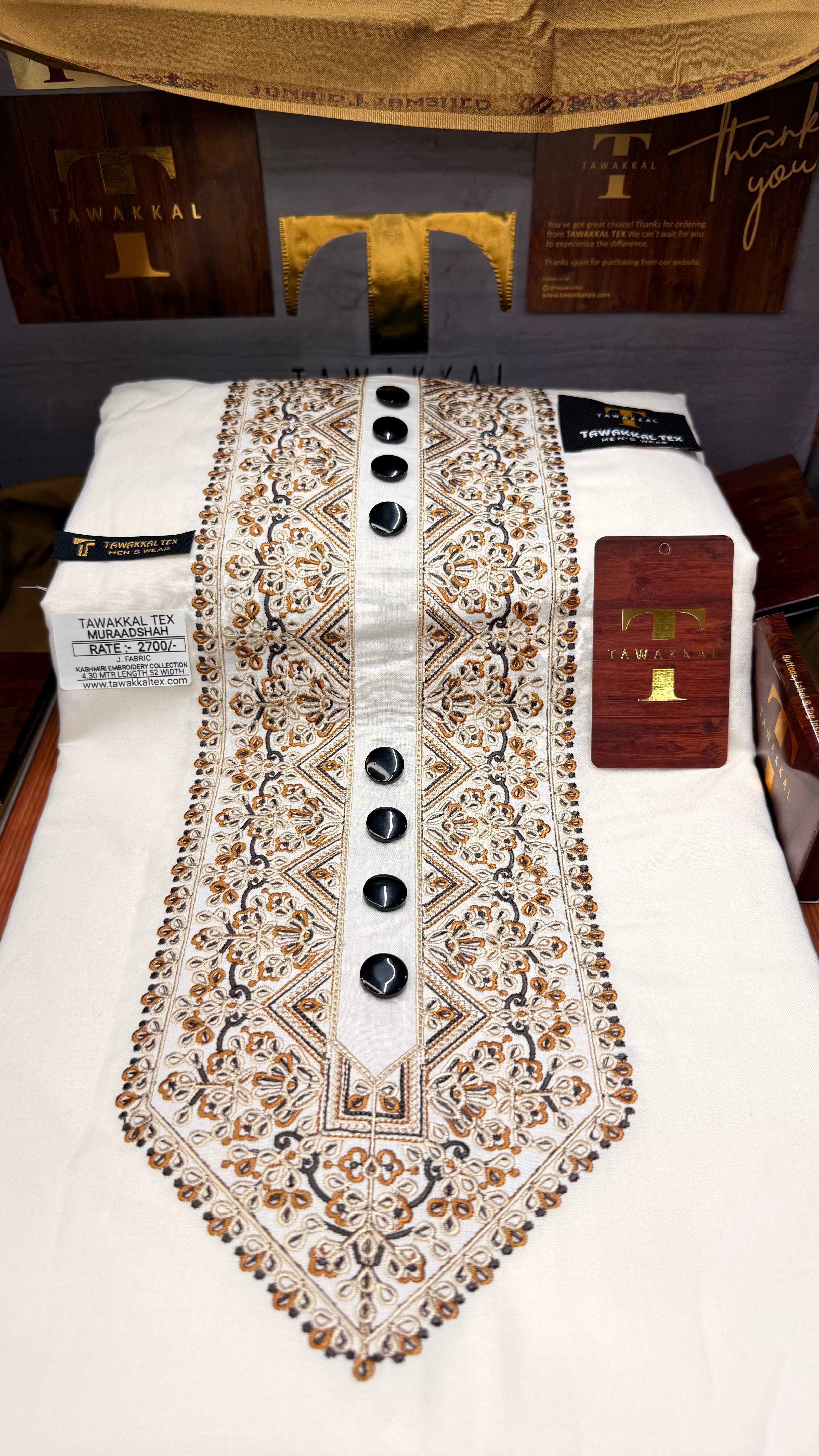 MURAADSHAH IVORY NOIR 104-10MULTI COLOUR KASHMIRI EMBROIDERY UNSTICHED FULL KURTA SALWAR PATHANI (J. FABRIC IMPORTED) “Pics are clicked in HD cameras. Original color may vary from mobile to mobile depending on your handset. – Tawakkal Tex”