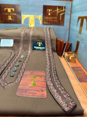 OSM-1476 HUNTER BROWN  SHAHENSHAH  KURTA SALAWAR (PREMIUM OSMANI EMBROIDERY PATHANI)