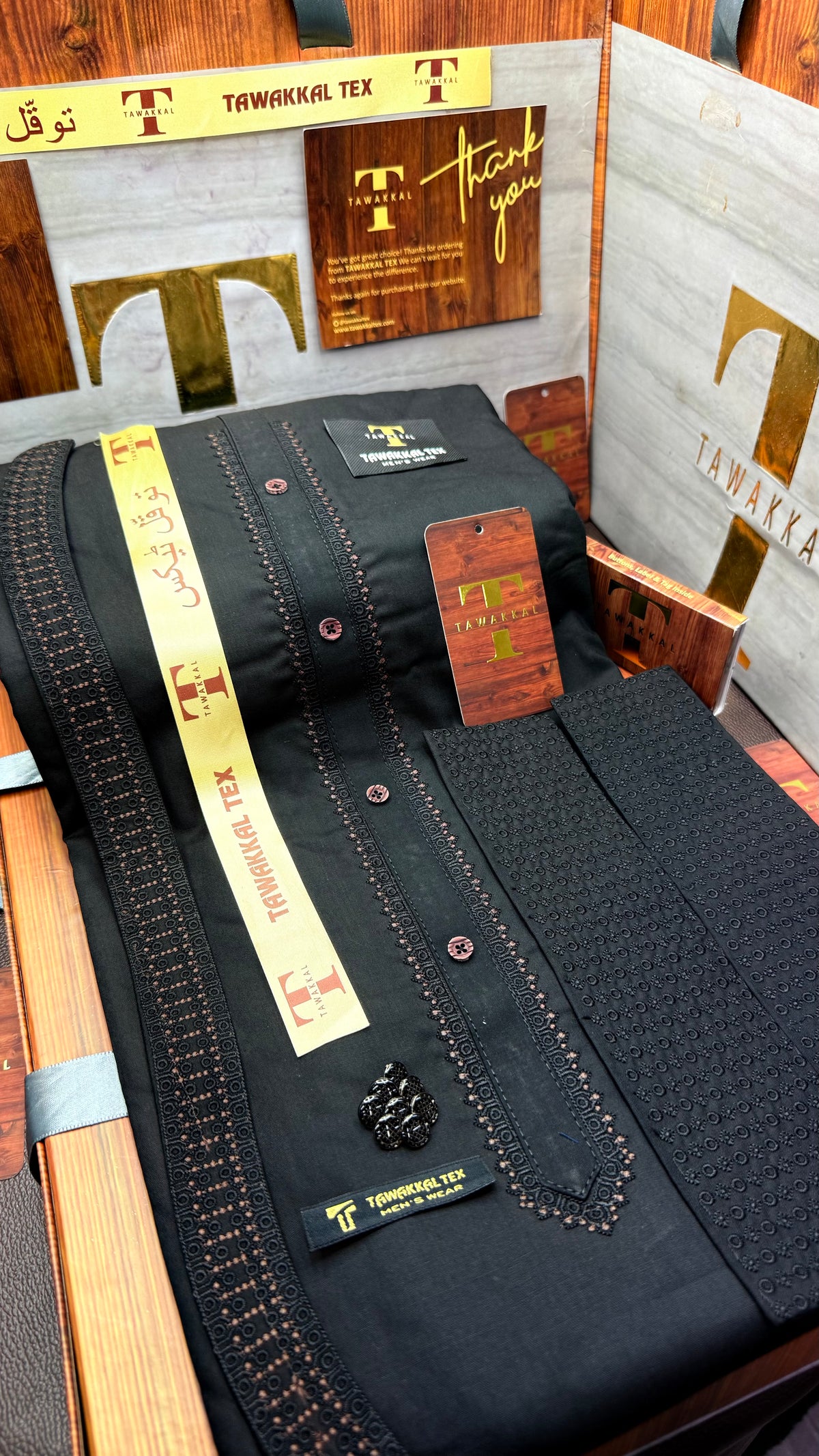 -25 MIDNIGHT BLACK KURTA SALAWAR (PREMIUM LAZIO OSMANI EMBROIDERY PATHANI)