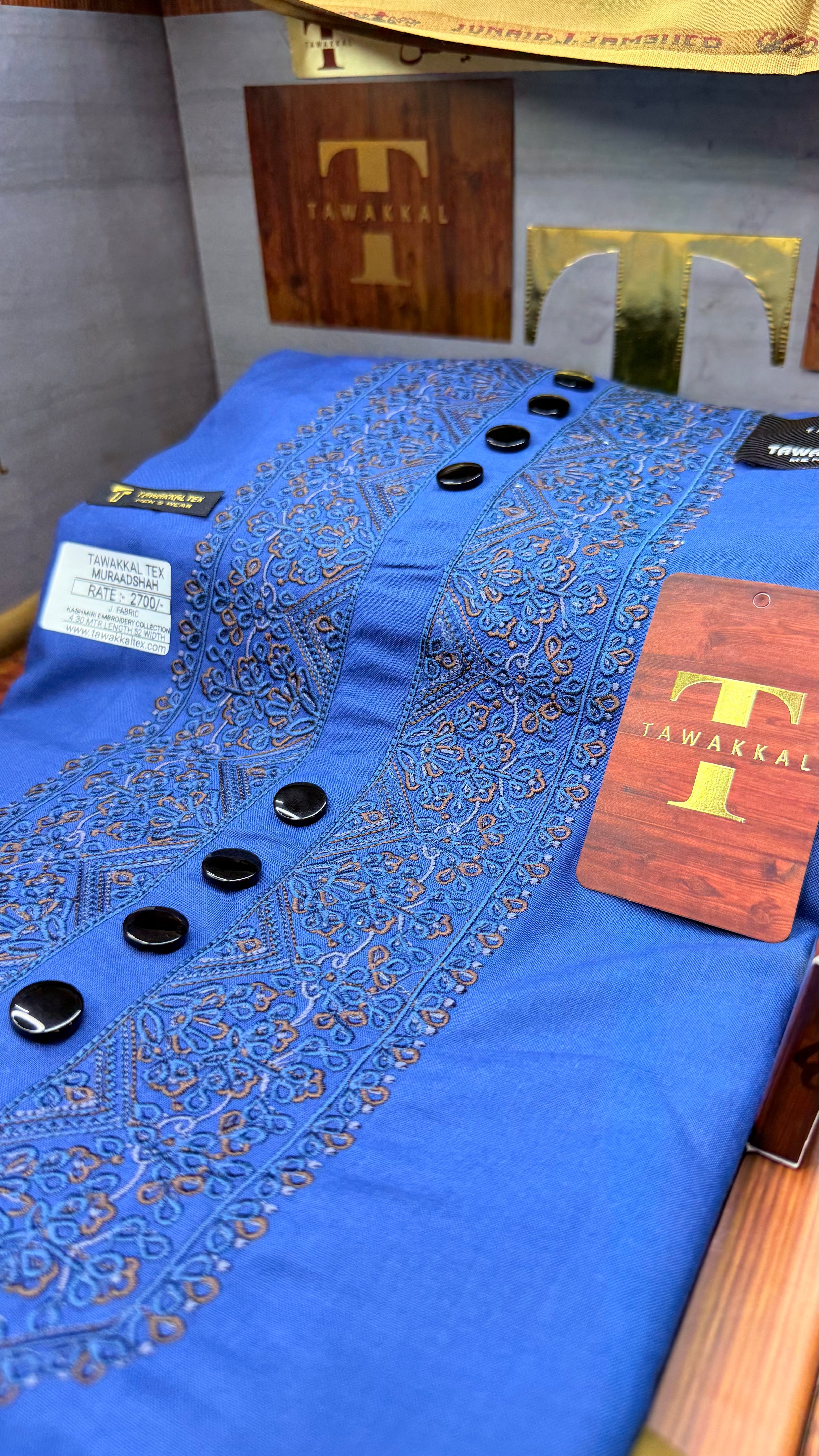 MURAADSHAH TEAL MIDNIGHT  104-09 MULTI COLOUR KASHMIRI EMBROIDERY UNSTICHED FULL KURTA SALWAR PATHANI (J. FABRIC IMPORTED) “Pics are clicked in HD cameras. Original color may vary from mobile to mobile depending on your handset. – Tawakkal Tex”