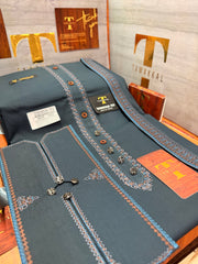 OSM-9943 ANGORI GREEN SHEHZADA CUT KURTA SALAWAR (PREMIUM OSMANI EMBROIDERY PATHANI)