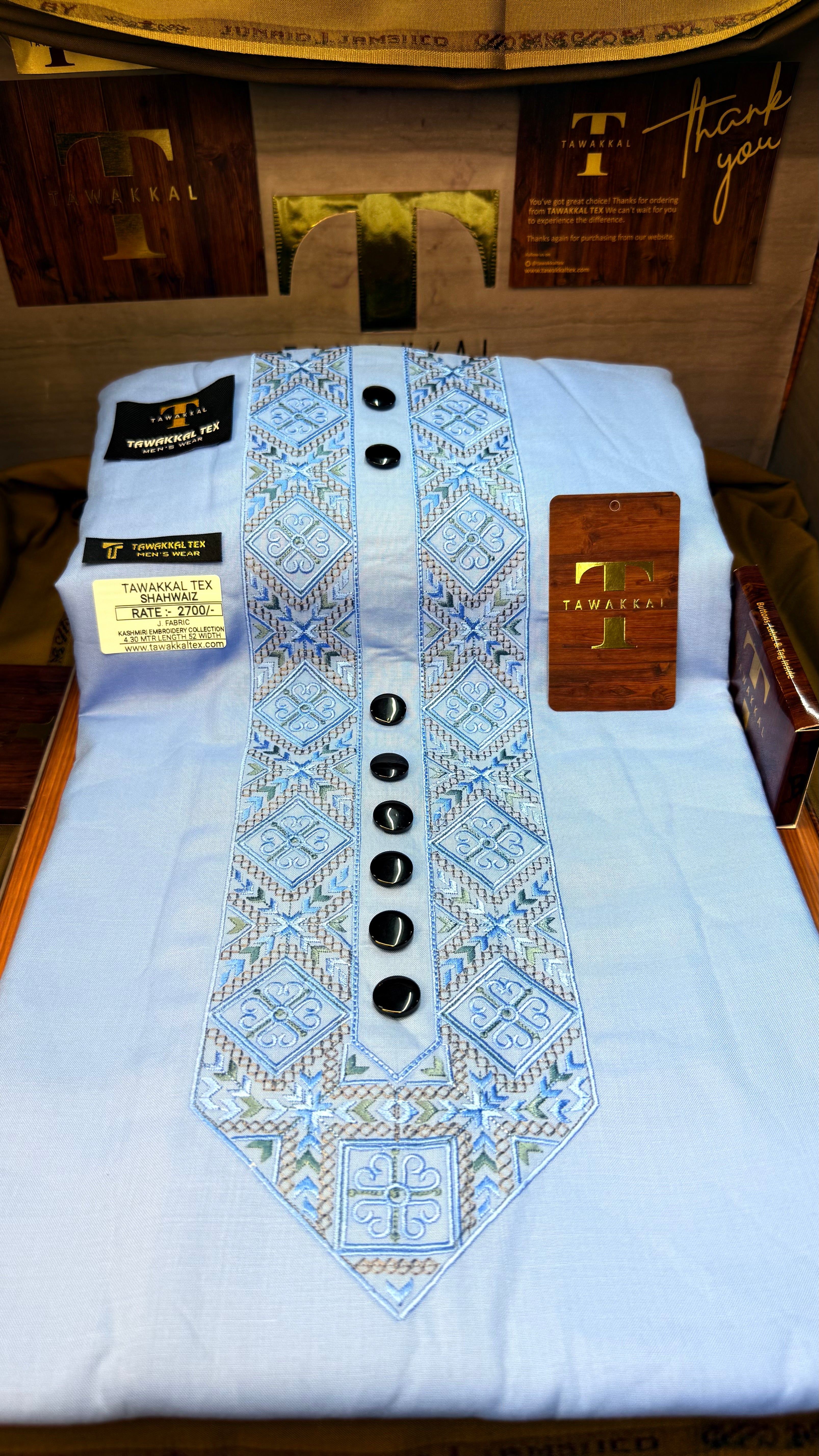 SHAHWAIZ SKYLINE 110-06 MULTI COLOUR KASHMIRI EMBROIDERY UNSTICHED FULL KURTA SALWAR PATHANI (J. FABRIC IMPORTED) “Pics are clicked in HD cameras. Original color may vary from mobile to mobile depending on your handset. – Tawakkal Tex”