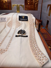 A SHAH-E-JAMEEL BOSKI CREAM MULTANI ADVANCE TARKASHI HAND EMBROIDERY (TAWAKKAL TEX)