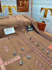 OSM-1476 HUNTER BROWN  SHAHENSHAH  KURTA SALAWAR (PREMIUM OSMANI EMBROIDERY PATHANI)