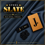 J. Men Premium Wash N Wear Fabric  – STEEL SLATE –  | 4.5 Meter