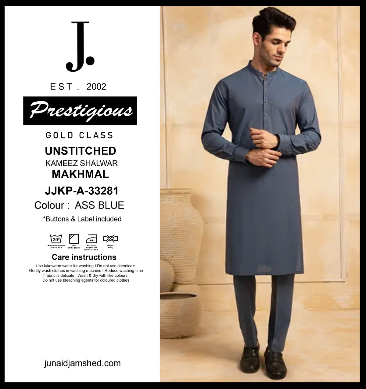 J.  JJKP-A-33281  -ASS BLUE- UNSTITCHED
KAMEEZ SHALWAR
MAKHMAL (JUNAID JAMSHED)