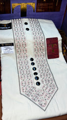 NAZROOH PEARL CREAM 102-03 MULTI COLOUR KASHMIRI EMBROIDERY UNSTICHED FULL KURTA SALWAR PATHANI (J. FABRIC IMPORTED) “Pics are clicked in HD cameras. Original color may vary from mobile to mobile depending on your handset. – Tawakkal Tex”