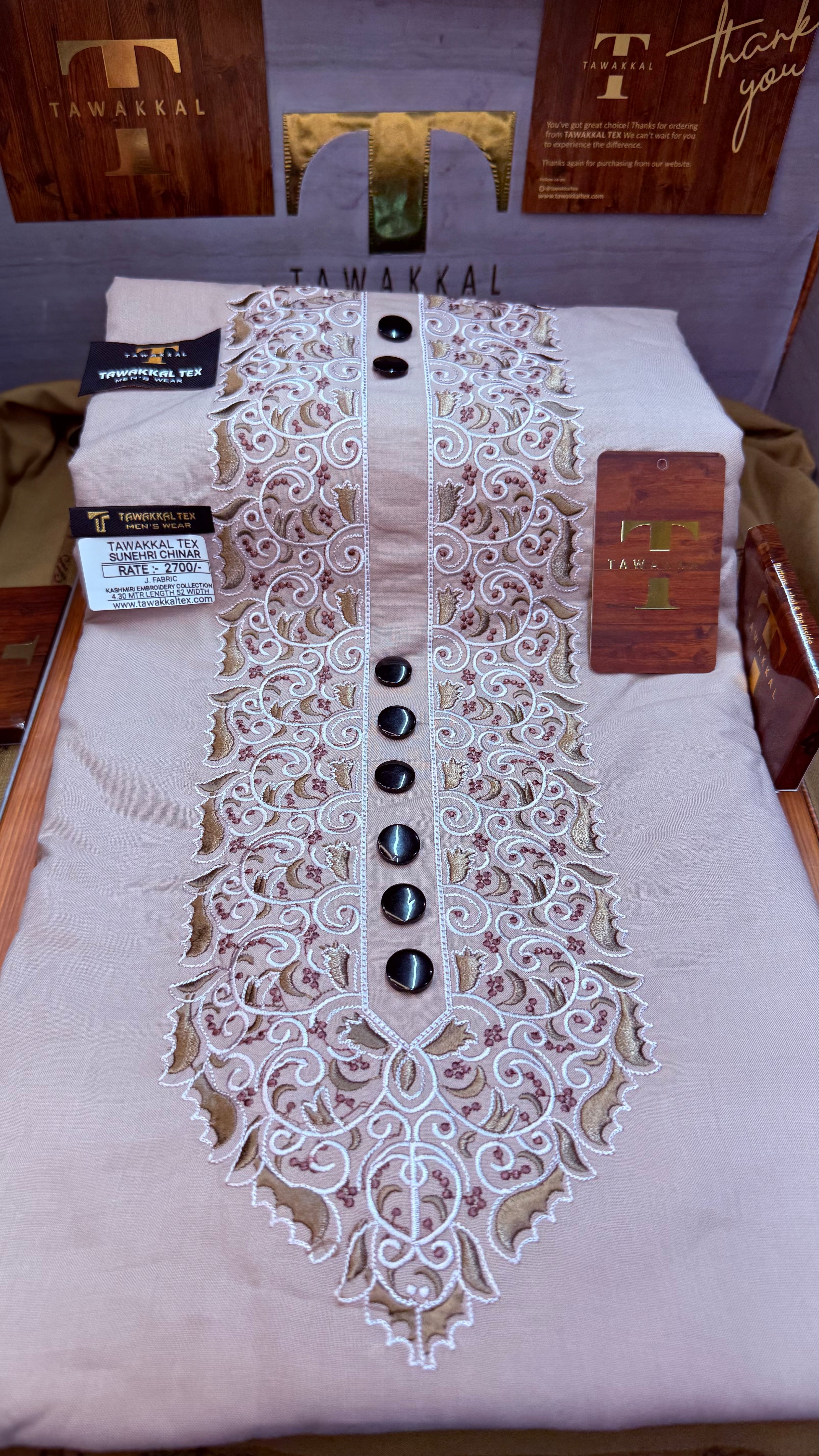 SUNEHRI CHINAR ROSE DUST 107-02MULTI COLOUR KASHMIRI EMBROIDERY UNSTICHED FULL KURTA SALWAR PATHANI (J. FABRIC IMPORTED) “Pics are clicked in HD cameras. Original color may vary from mobile to mobile depending on your handset. – Tawakkal Tex”