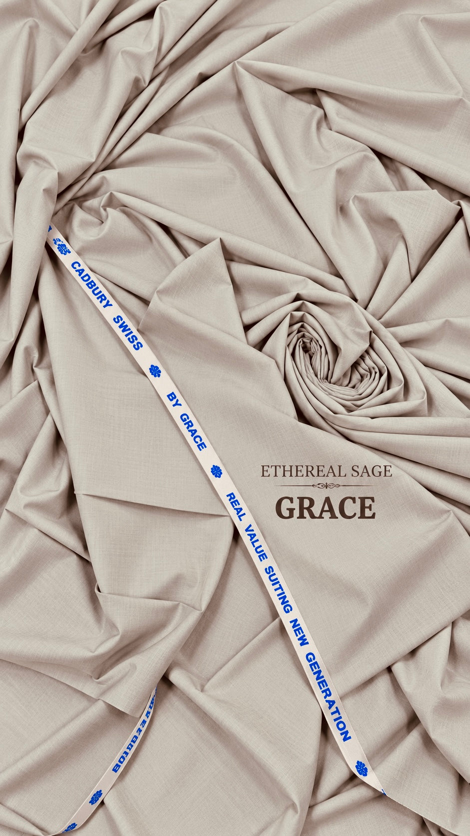 -GRACE CADBURY SWISS — ETHEREAL SAGE Premium All Seasons Use Kurta Salwar Fabric 4.75MTR | 52 Width (GRACE INTERNATIONAL)