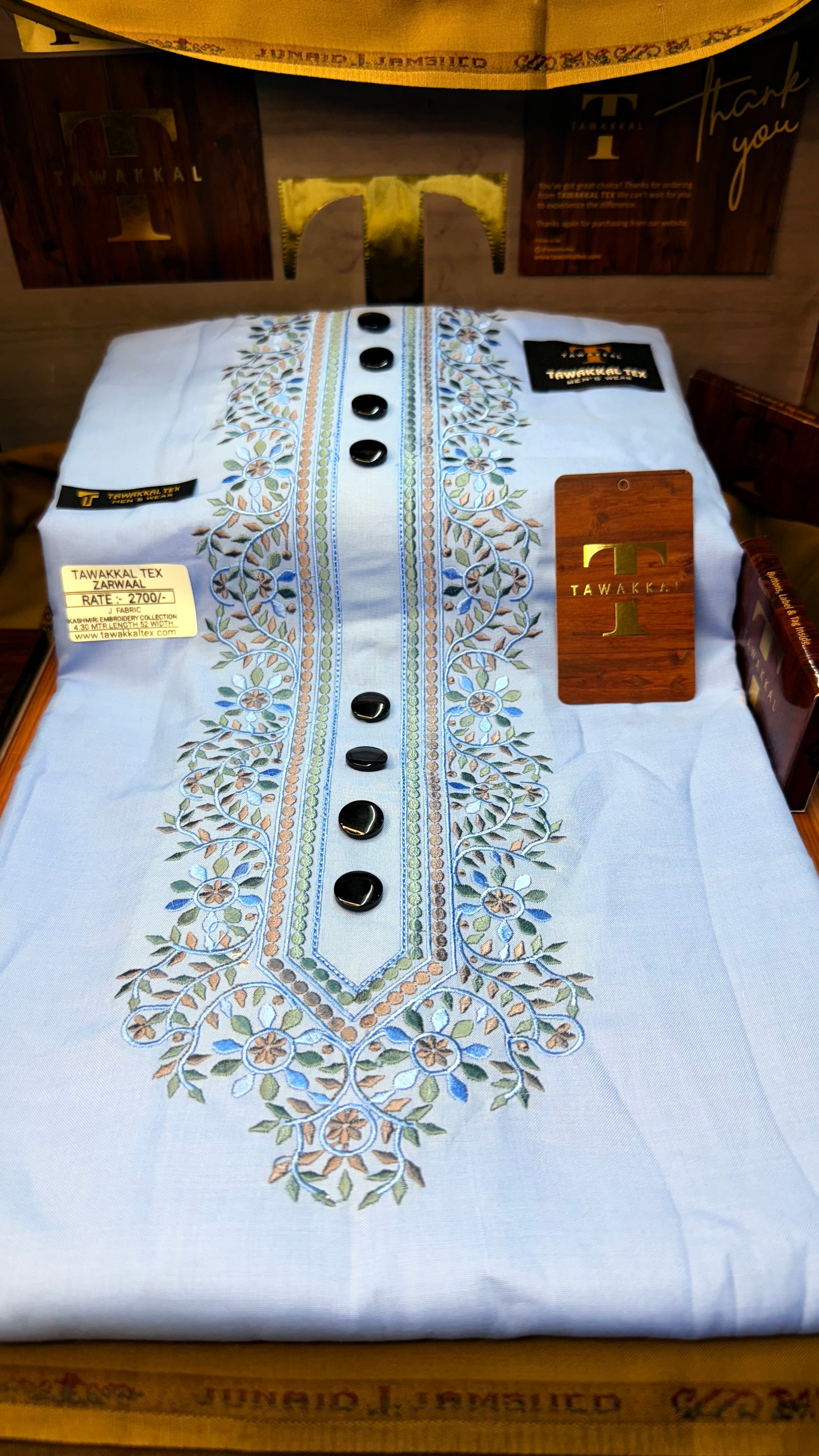 ZARWAAL SKYLINE 101-06MULTI COLOUR KASHMIRI EMBROIDERY UNSTICHED FULL KURTA SALWAR PATHANI (J. FABRIC IMPORTED) “Pics are clicked in HD cameras. Original color may vary from mobile to mobile depending on your handset. – Tawakkal Tex”