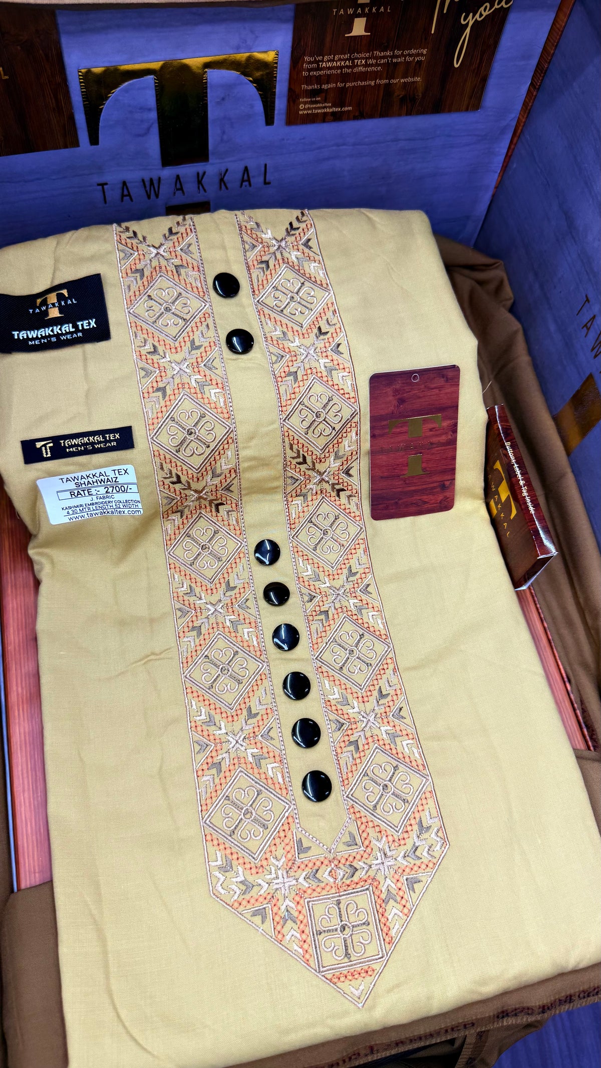 SHAHWAIZ GOLDEN DUNE 110-05 MULTI COLOUR KASHMIRI EMBROIDERY UNSTICHED FULL KURTA SALWAR PATHANI (J. FABRIC IMPORTED) “Pics are clicked in HD cameras. Original color may vary from mobile to mobile depending on your handset. – Tawakkal Tex”