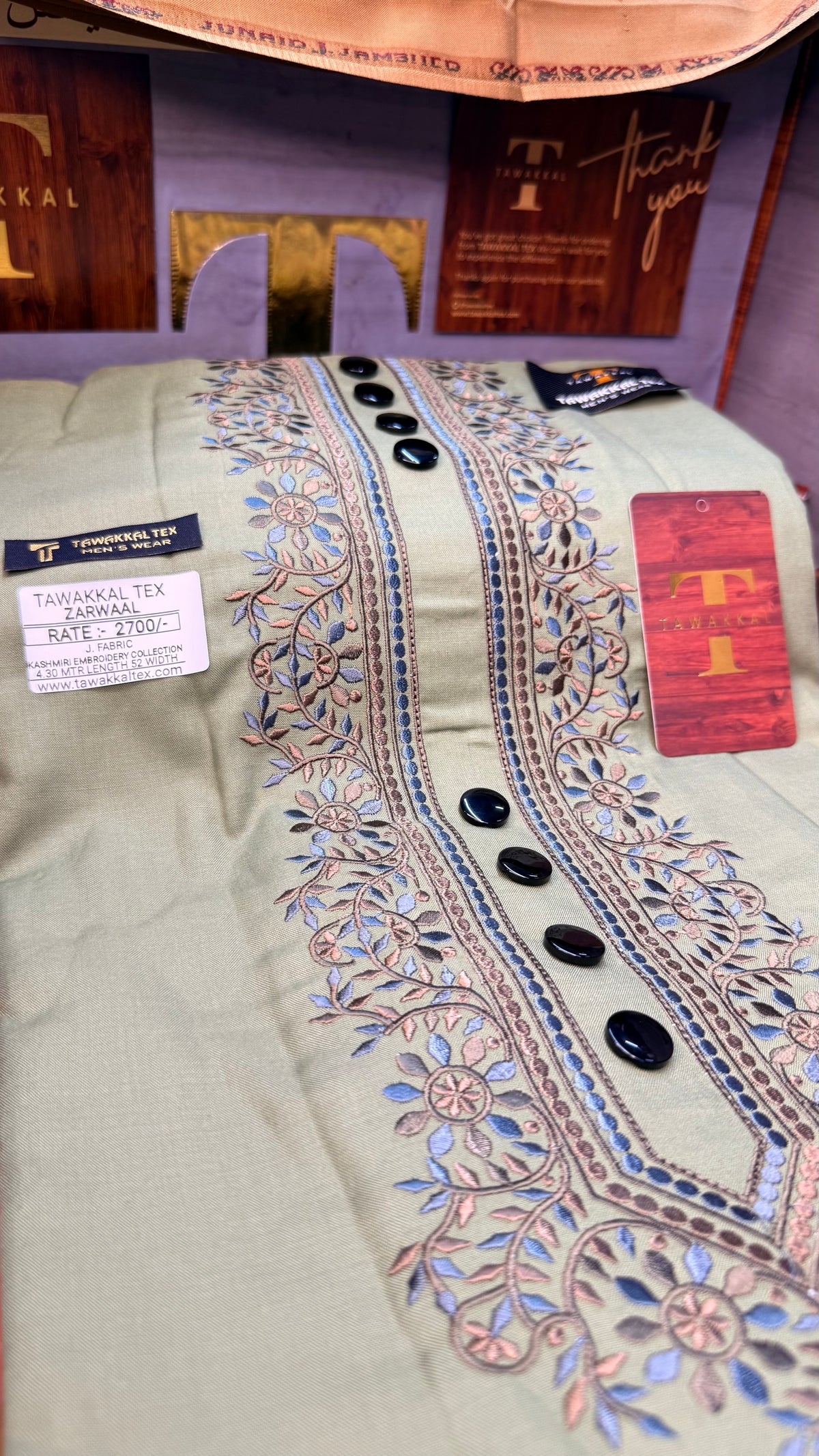 ZARWAAL PEARL CREAM 101-03 MULTI COLOUR KASHMIRI EMBROIDERY UNSTICHED FULL KURTA SALWAR PATHANI (J. FABRIC IMPORTED) “Pics are clicked in HD cameras. Original color may vary from mobile to mobile depending on your handset. – Tawakkal Tex”