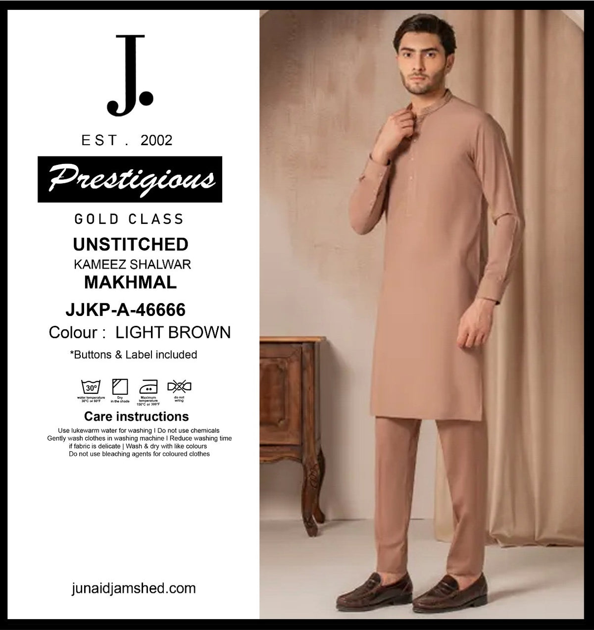 J. JJKP-A-46666 -LIGHT BROWN- UNSTITCHED
KAMEEZ SHALWAR
MAKHMAL  (JUNAID JAMSHED)
