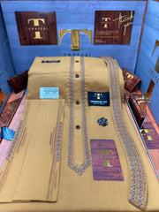 OSM-1167 A GOLD CAMEL NISHAN-E-NOOR  KURTA SALAWAR (PREMIUM OSMANI EMBROIDERY PATHANI)