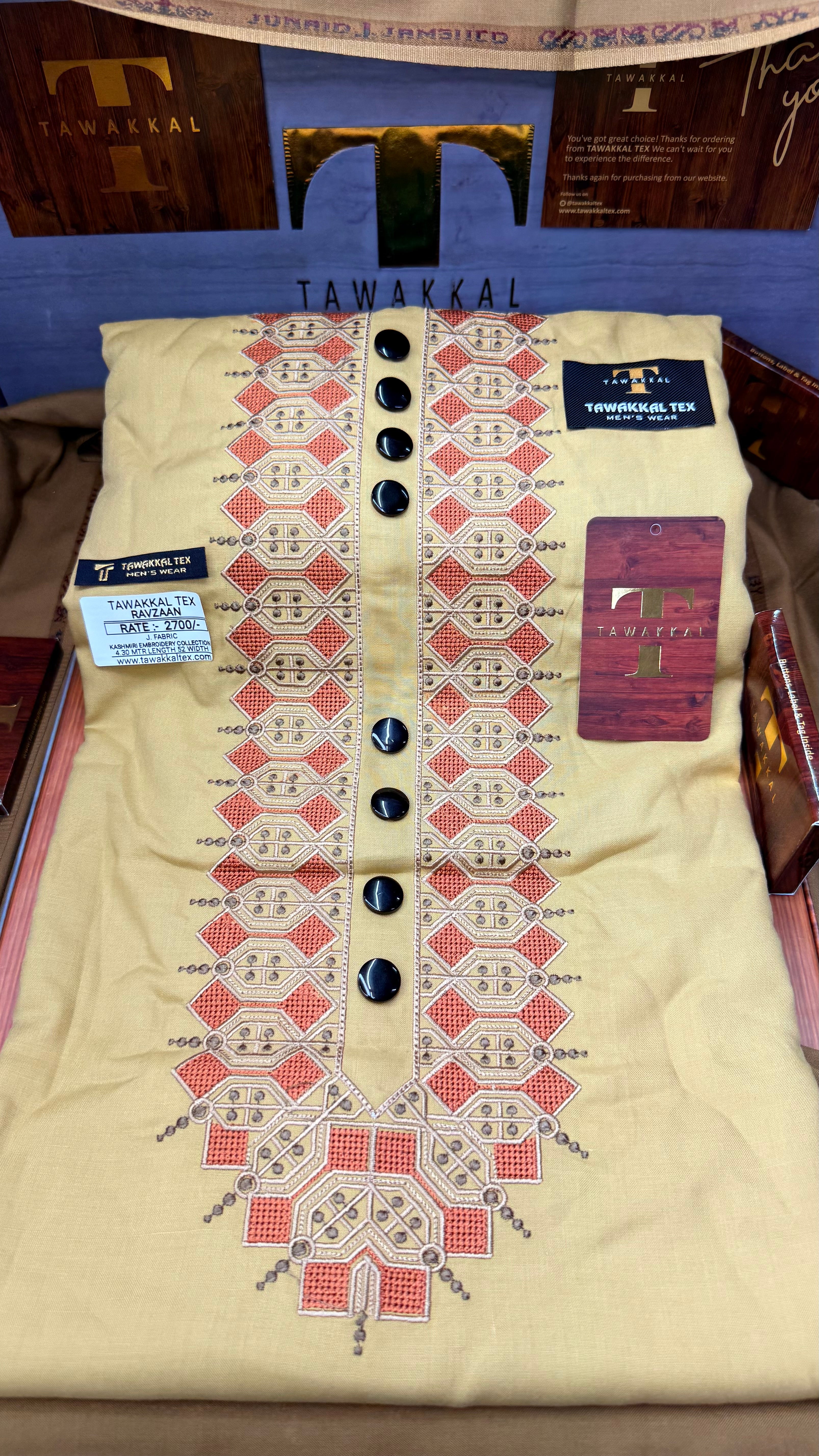 RAVZAAN GOLDEN DUNE 106-05 MULTI COLOUR KASHMIRI EMBROIDERY UNSTICHED FULL KURTA SALWAR PATHANI (J. FABRIC IMPORTED) “Pics are clicked in HD cameras. Original color may vary from mobile to mobile depending on your handset. – Tawakkal Tex”