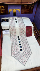 NAZROOH PEARL CREAM 102-03 MULTI COLOUR KASHMIRI EMBROIDERY UNSTICHED FULL KURTA SALWAR PATHANI (J. FABRIC IMPORTED) “Pics are clicked in HD cameras. Original color may vary from mobile to mobile depending on your handset. – Tawakkal Tex”