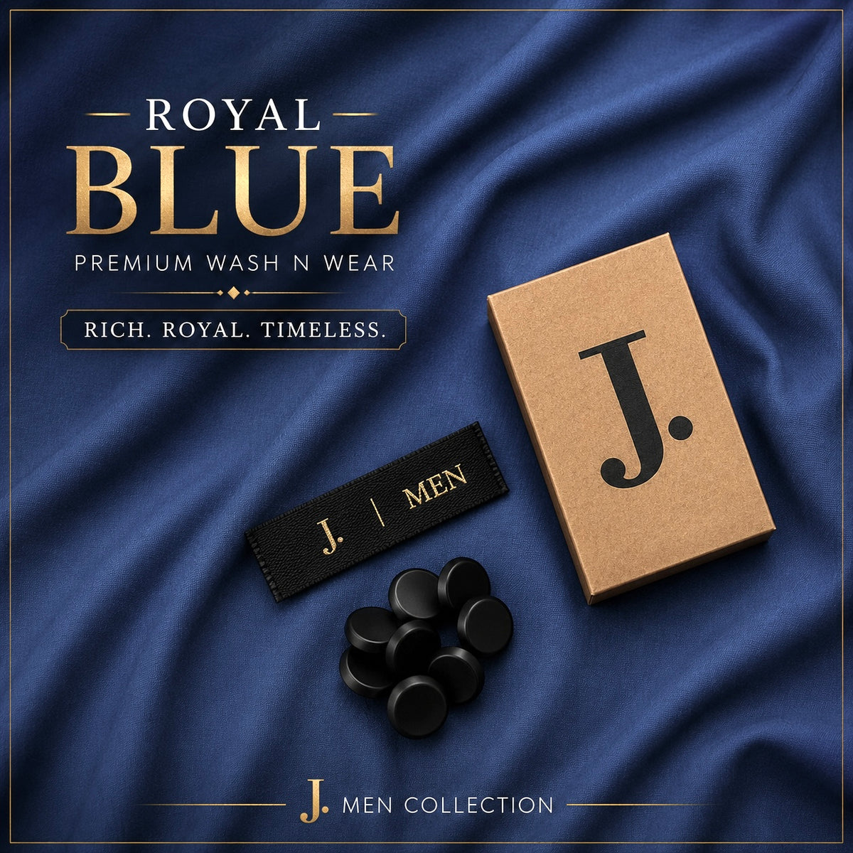 J. Men Premium Wash N Wear Fabric – Royal Blue–  | 4.5 Meter
