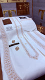 BOSKI KING WHITE -SHAH-E-JAMEEL  ADVANCE TARKASHI EMBROIDERY UNSTICHED KURTA SALWAR PATHANI (TAWAKKAL TEX)