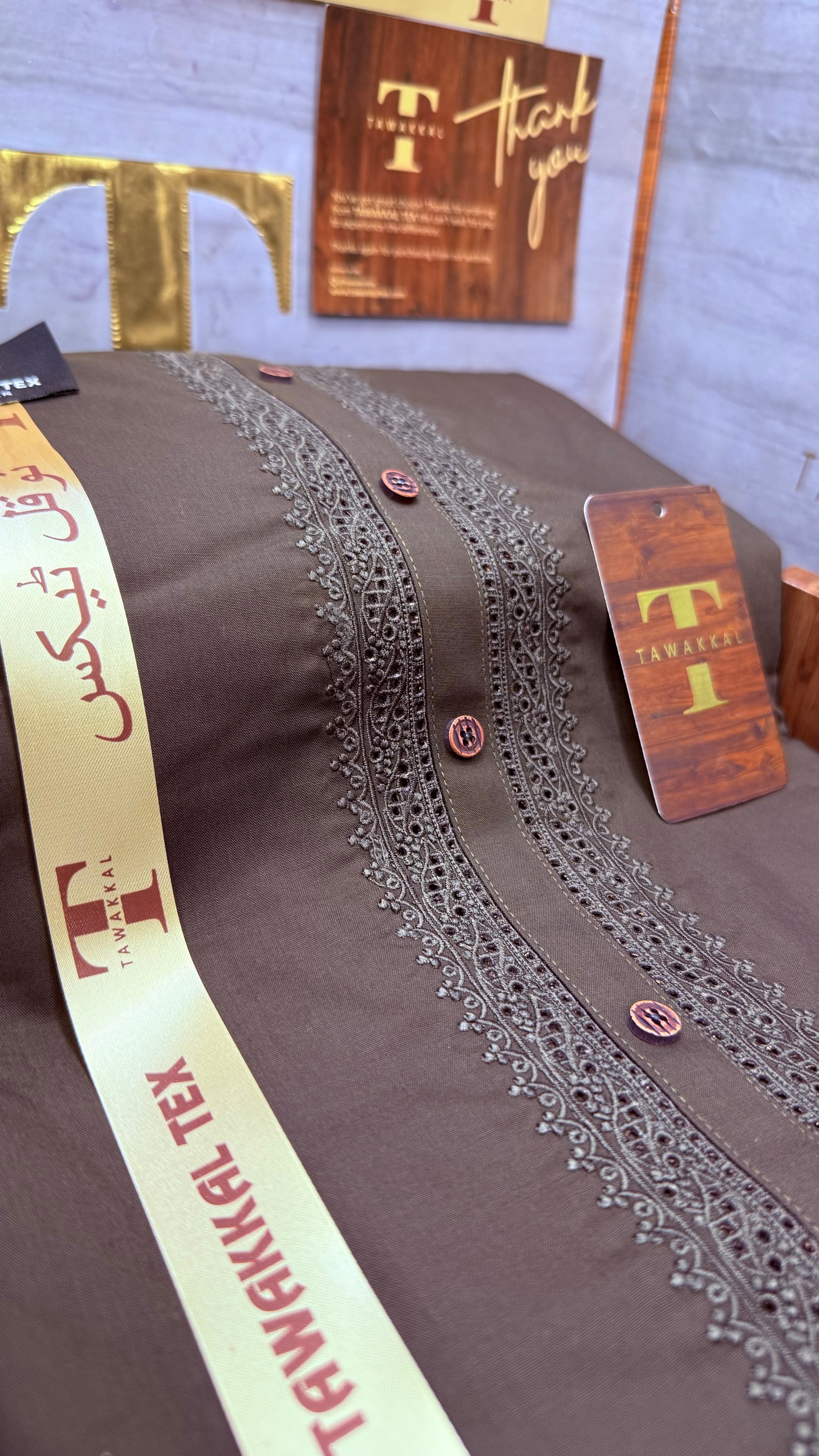 -92 OLIVE SULTAN KURTA SALAWAR (PREMIUM SULEMANI EMBROIDERY PATHANI)