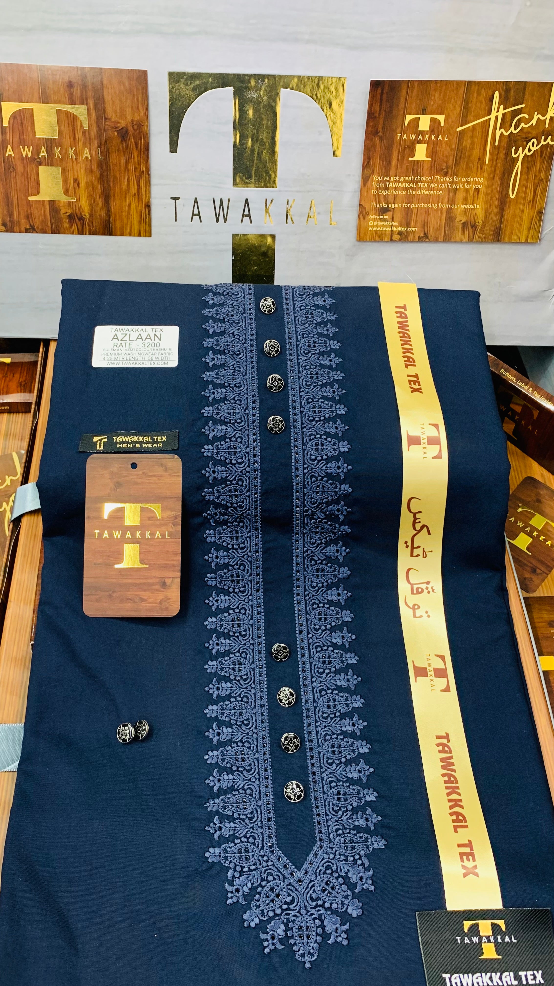 AZLAAN SULEMANI NAVY BLUE D02C04 AZLAAN KURTA SALAWAR (SULEMANI EMBROIDERED COLLECTION)