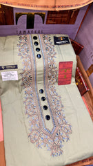ZARWAAL OLIVE GROVE 101-07 MULTI COLOUR KASHMIRI EMBROIDERY UNSTICHED FULL KURTA SALWAR PATHANI (J. FABRIC IMPORTED) “Pics are clicked in HD cameras. Original color may vary from mobile to mobile depending on your handset. – Tawakkal Tex”