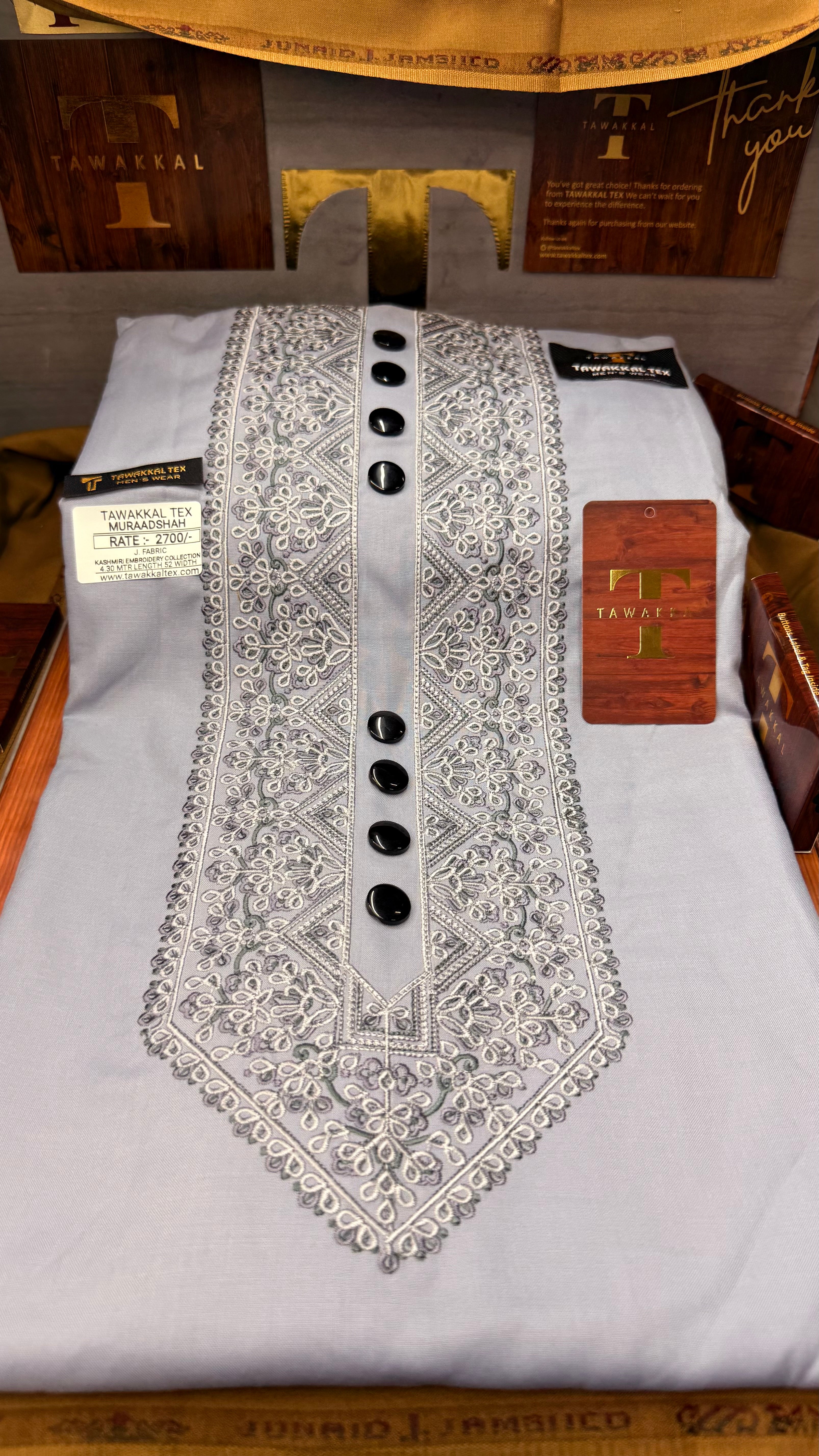 MURAADSHAH GREY FROST 104-08 MULTI COLOUR KASHMIRI EMBROIDERY UNSTICHED FULL KURTA SALWAR PATHANI (J. FABRIC IMPORTED) “Pics are clicked in HD cameras. Original color may vary from mobile to mobile depending on your handset. – Tawakkal Tex”