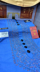 MURAADSHAH TEAL MIDNIGHT  104-09 MULTI COLOUR KASHMIRI EMBROIDERY UNSTICHED FULL KURTA SALWAR PATHANI (J. FABRIC IMPORTED) “Pics are clicked in HD cameras. Original color may vary from mobile to mobile depending on your handset. – Tawakkal Tex”
