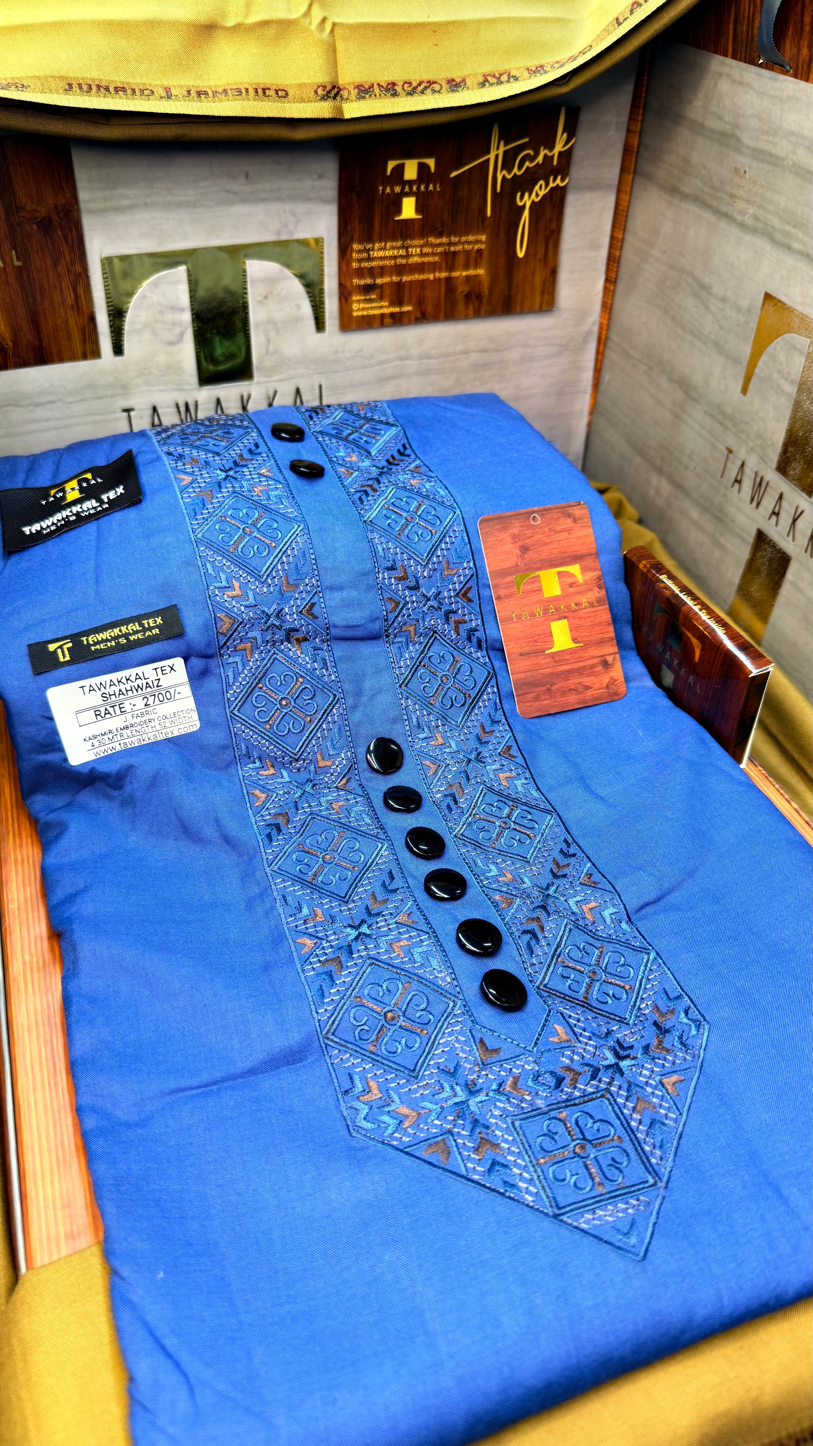 SHAHWAIZ TEAL MIDNIGHT 110-09MULTI COLOUR KASHMIRI EMBROIDERY UNSTICHED FULL KURTA SALWAR PATHANI (J. FABRIC IMPORTED) “Pics are clicked in HD cameras. Original color may vary from mobile to mobile depending on your handset. – Tawakkal Tex”