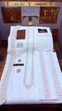 BOSKI KING WHITE -SHAH-E-JAMEEL  ADVANCE TARKASHI EMBROIDERY UNSTICHED KURTA SALWAR PATHANI (TAWAKKAL TEX)
