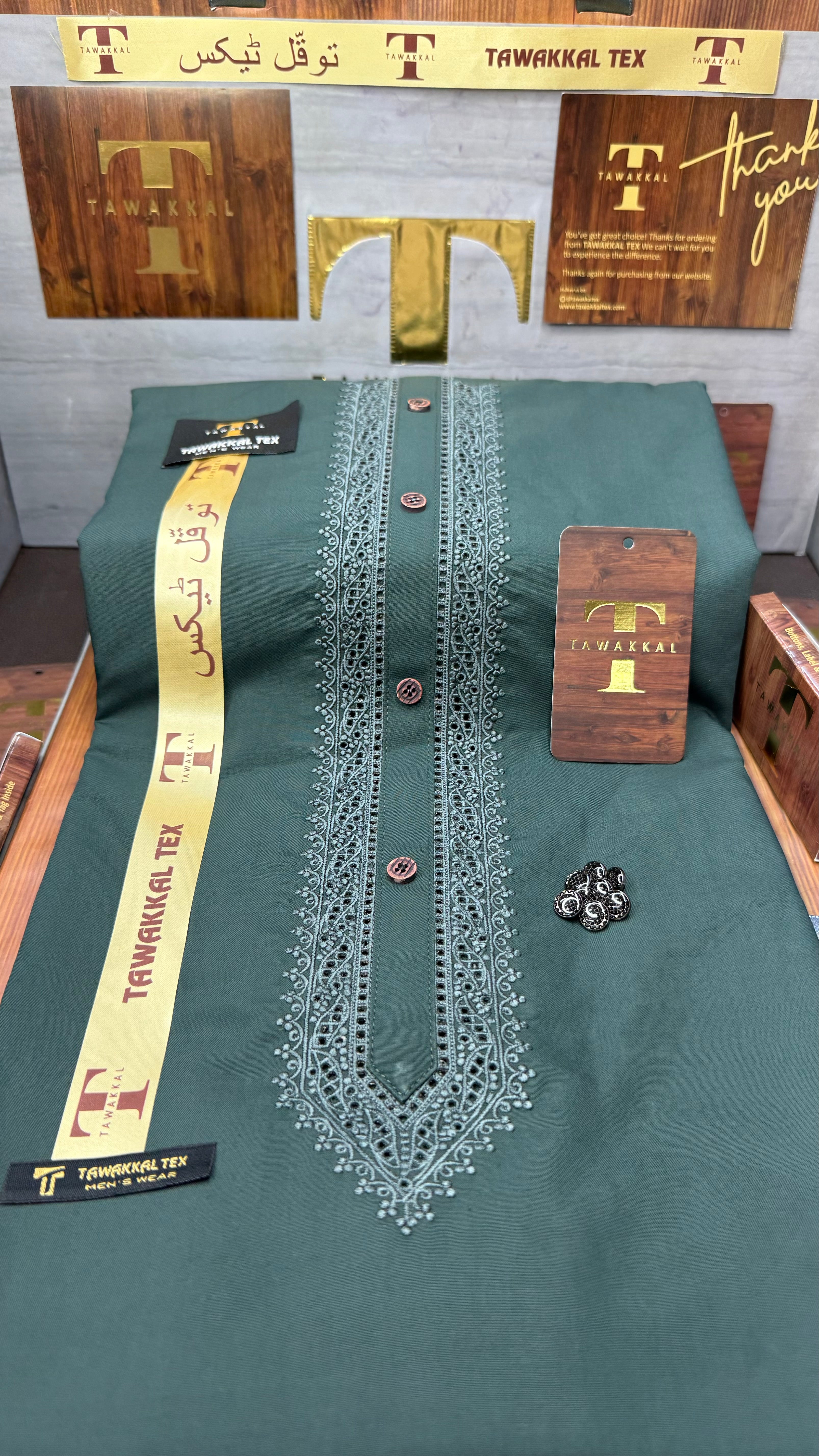 -92 EMERALD DUST GREEN KURTA SALAWAR (PREMIUM SULEMANI EMBROIDERY PATHANI)