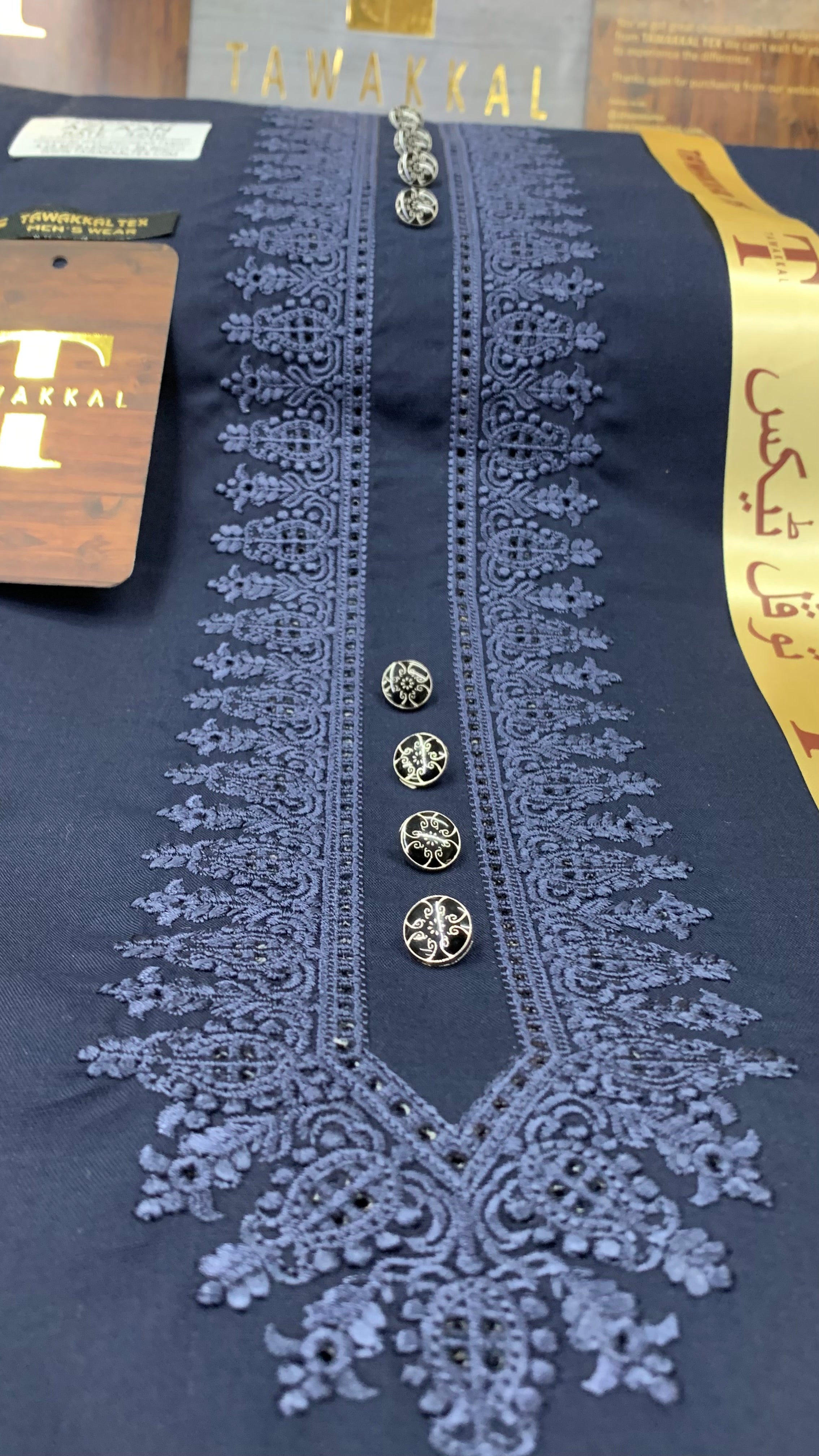 AZLAAN SULEMANI NAVY BLUE D02C04 AZLAAN KURTA SALAWAR (SULEMANI EMBROIDERED COLLECTION)