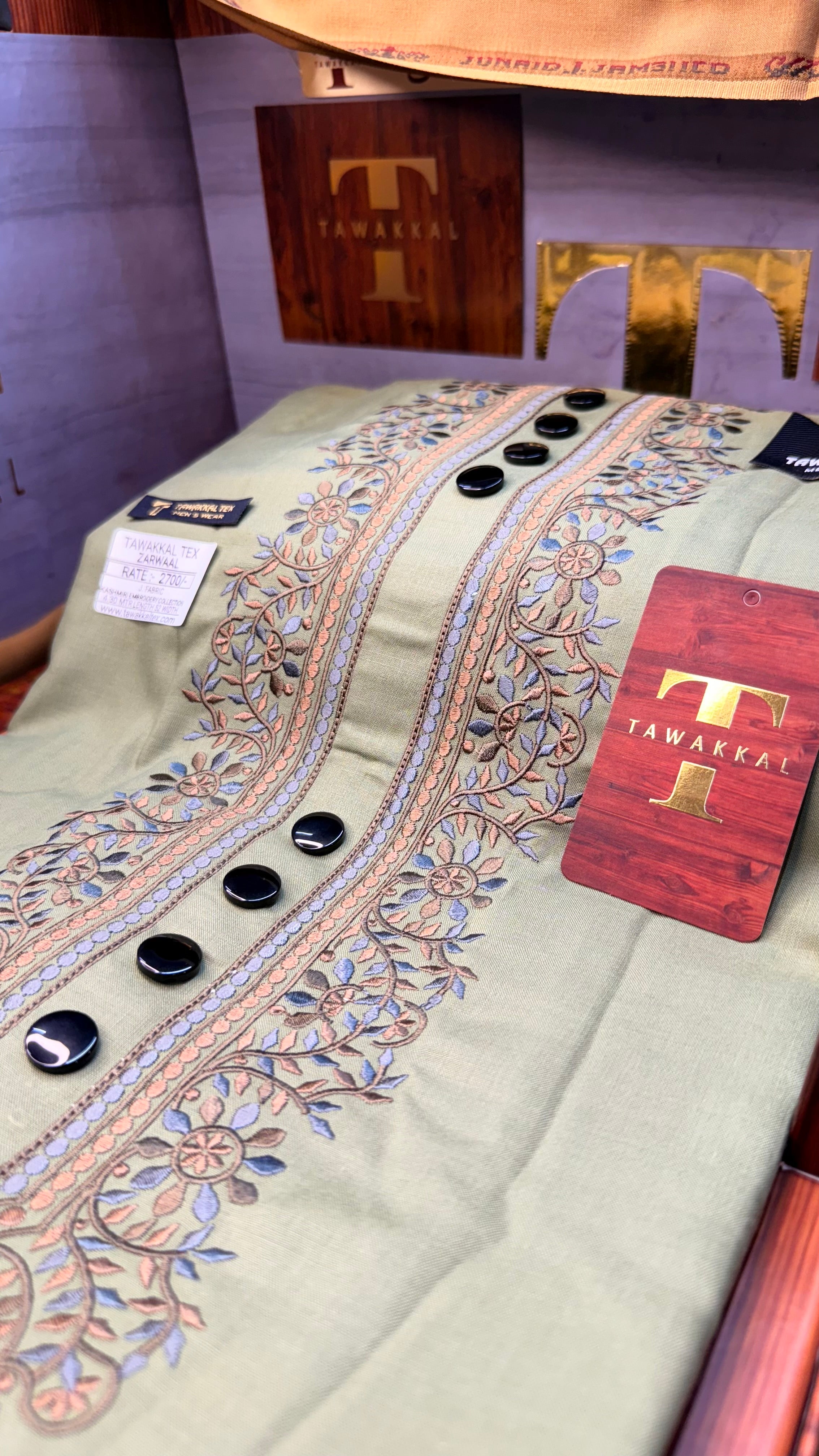 ZARWAAL PEARL CREAM 101-03 MULTI COLOUR KASHMIRI EMBROIDERY UNSTICHED FULL KURTA SALWAR PATHANI (J. FABRIC IMPORTED) “Pics are clicked in HD cameras. Original color may vary from mobile to mobile depending on your handset. – Tawakkal Tex”
