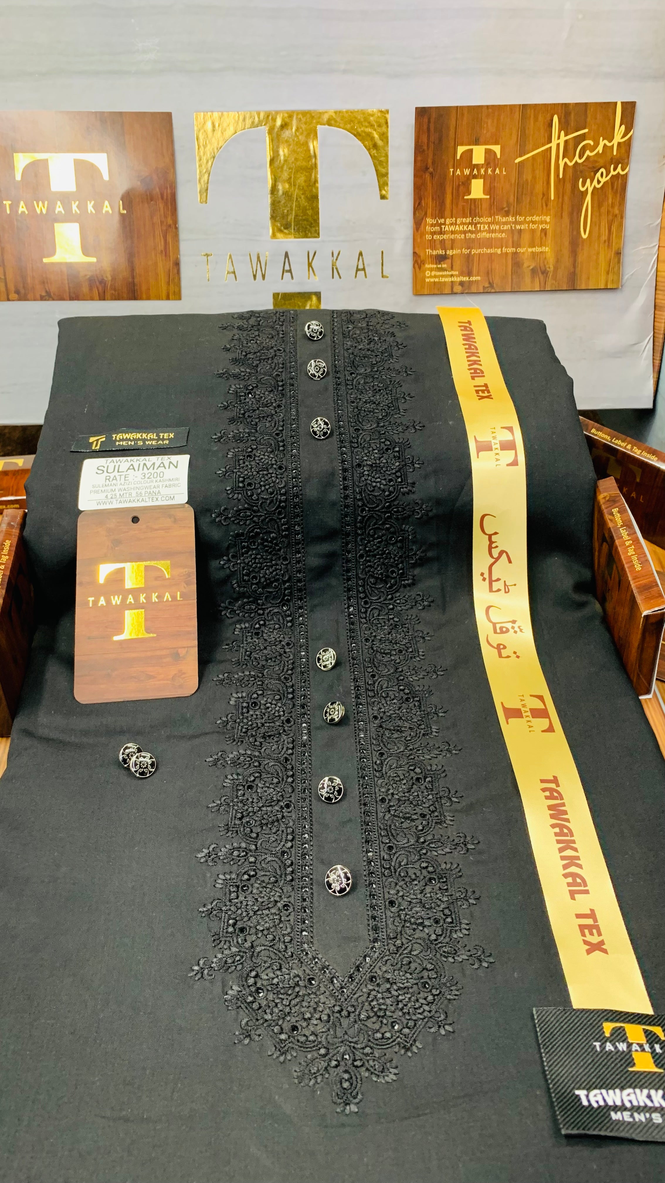 SULAIMAN SULAIMANI JET BLACK D06C08 KURTA SALAWAR (SULEMANI AZIZI EMBROIDERED COLLECTION)